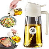 YARRAMATE 16 oz 2-in-1 Glass Olive Oil Sprayer for Cooking, Creamy White
